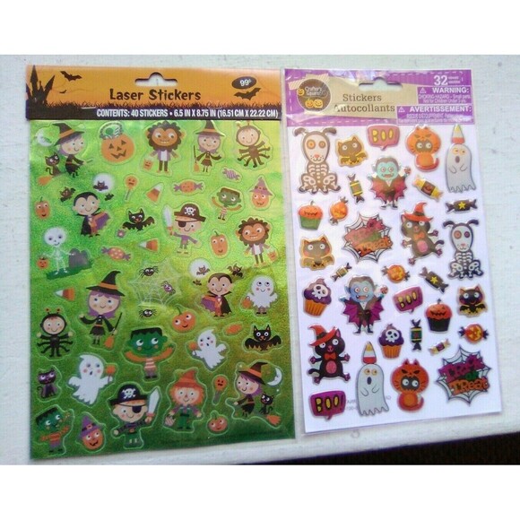 2 sheets Halloween Stickers Puffy & Shimmer Stickers 40 & 32 New in package - Picture 7 of 7